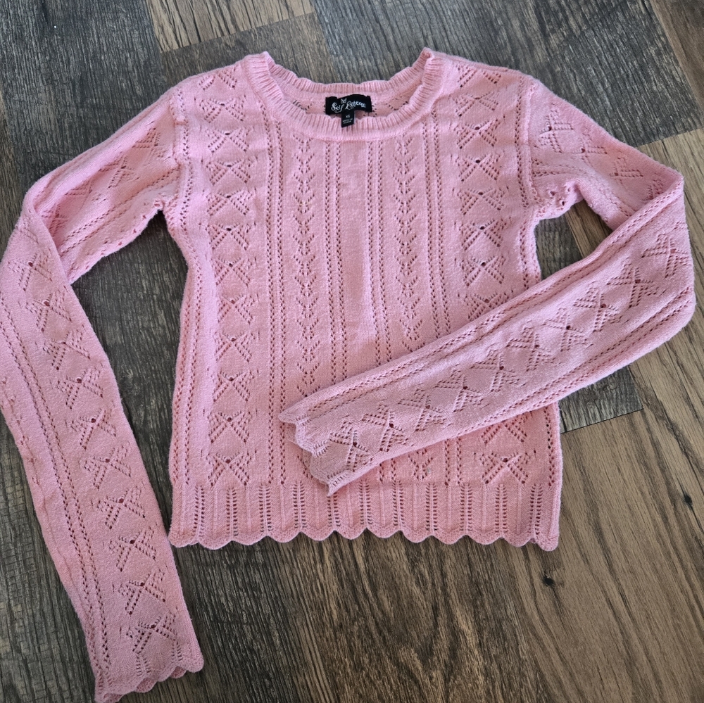 Pink Lace Knit Sweater